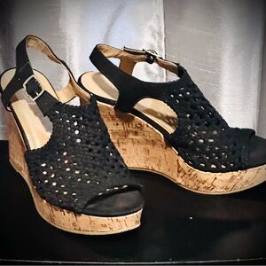 Black Wedge Sandals size 7